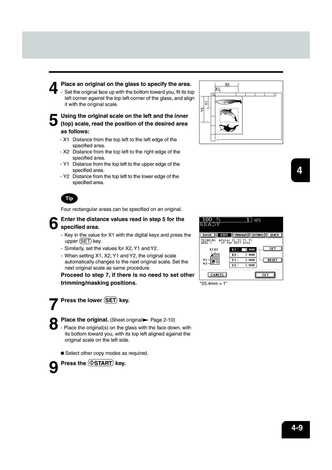 Panasonic DP-6530 manual Enter the distance values read in for the specified area 