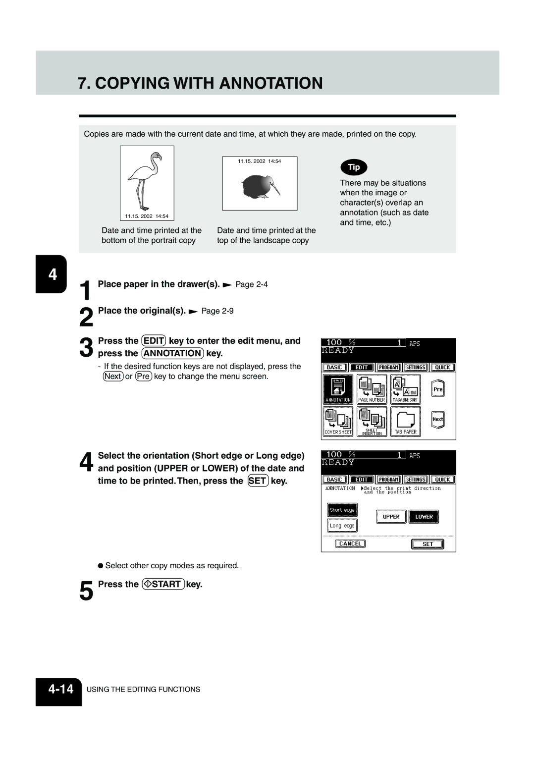 Panasonic DP-6530 manual Copying with Annotation 