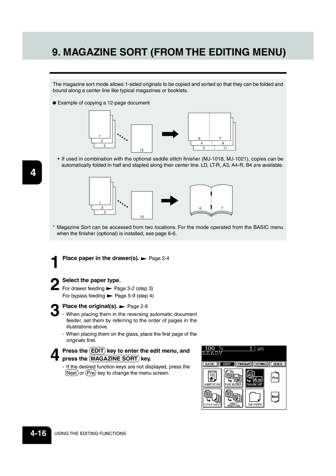 Panasonic DP-6530 manual Magazine Sort from the Editing Menu 