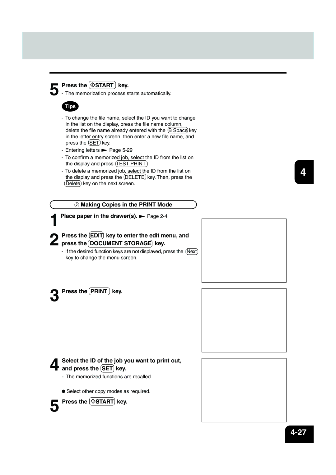 Panasonic DP-6530 manual Press the Start key 