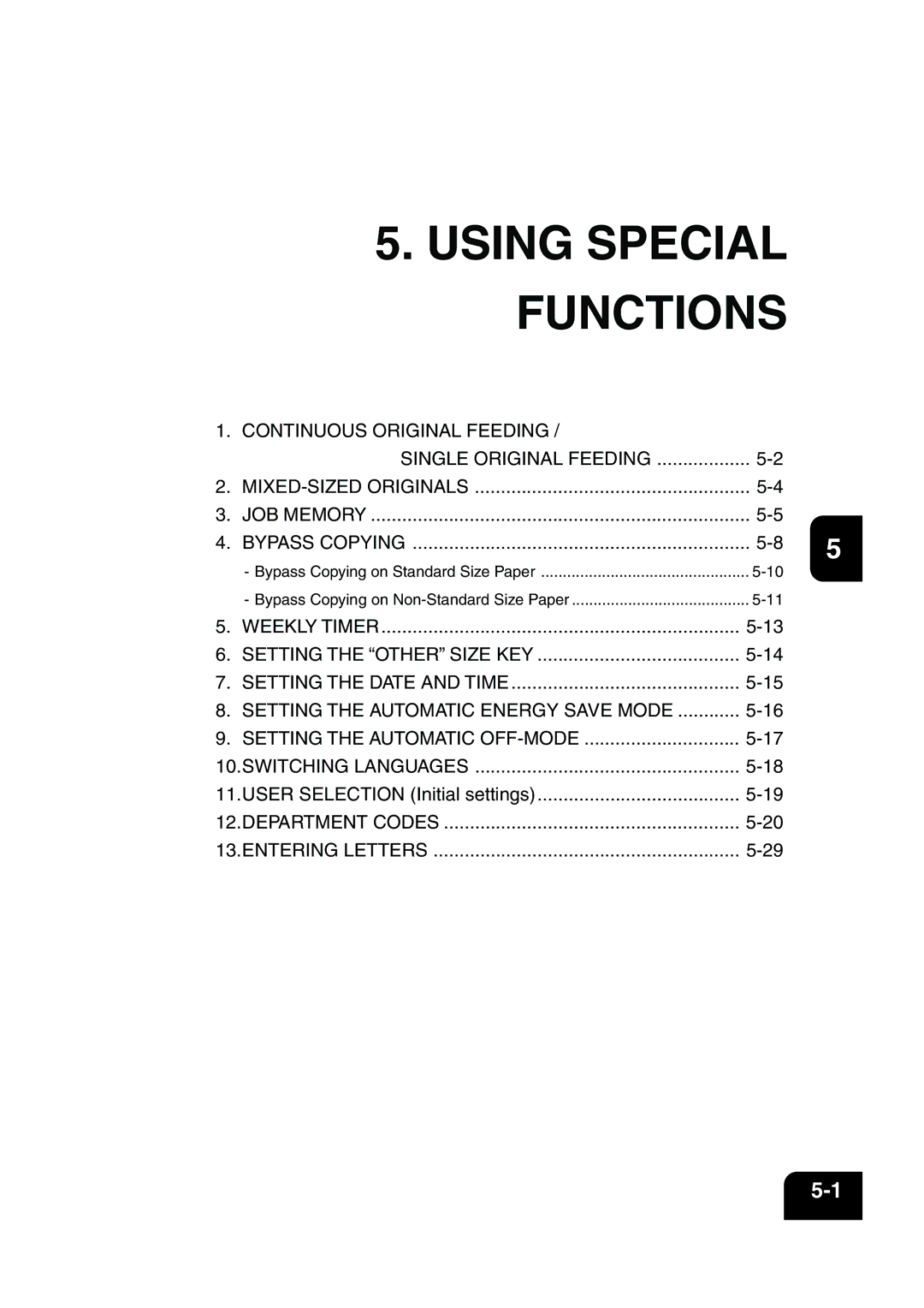 Panasonic DP-6530 manual Using Special Functions 