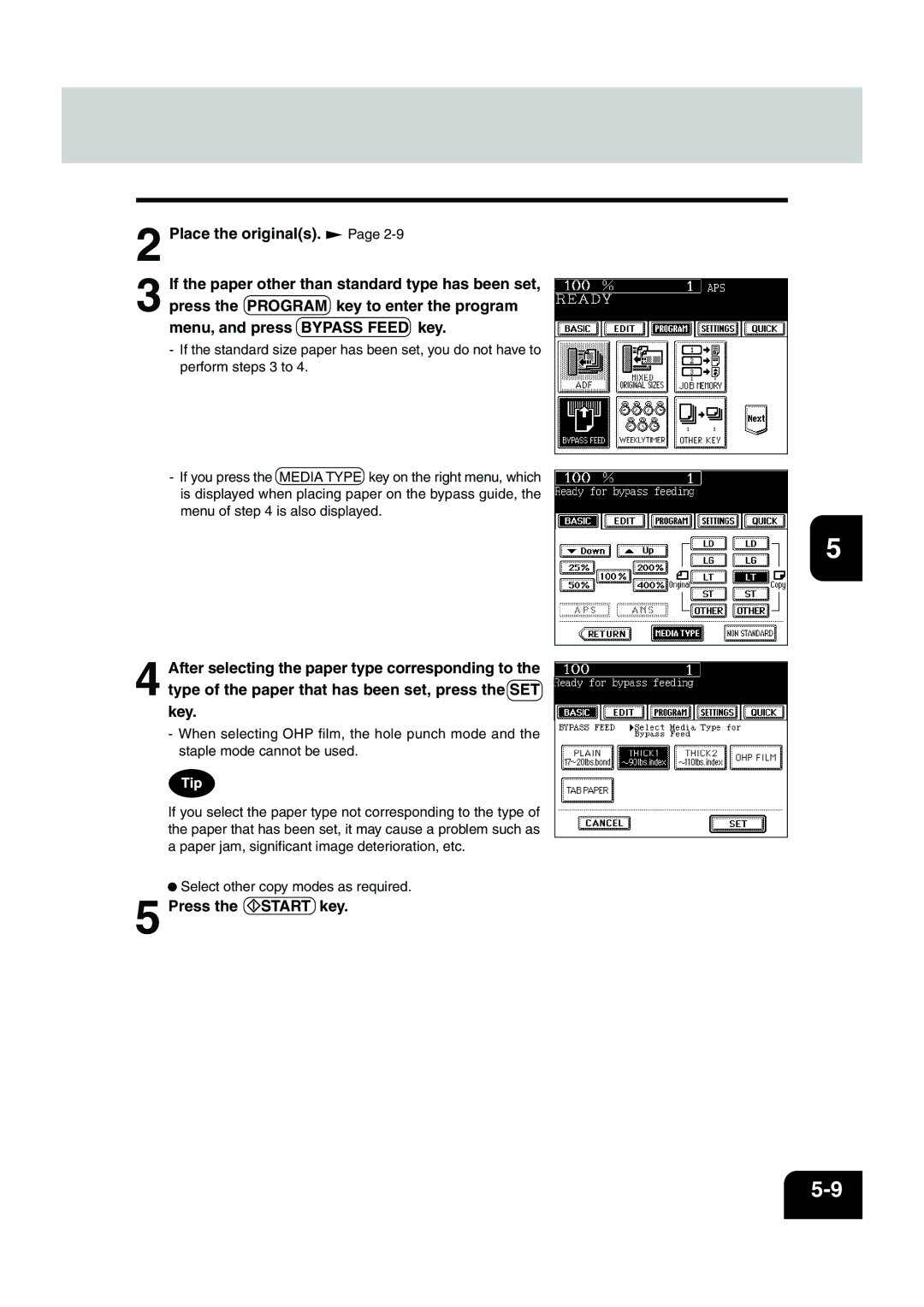 Panasonic DP-6530 manual Press the Start key 