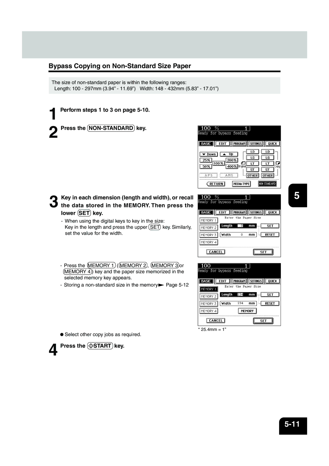 Panasonic DP-6530 manual Bypass Copying on Non-Standard Size Paper 