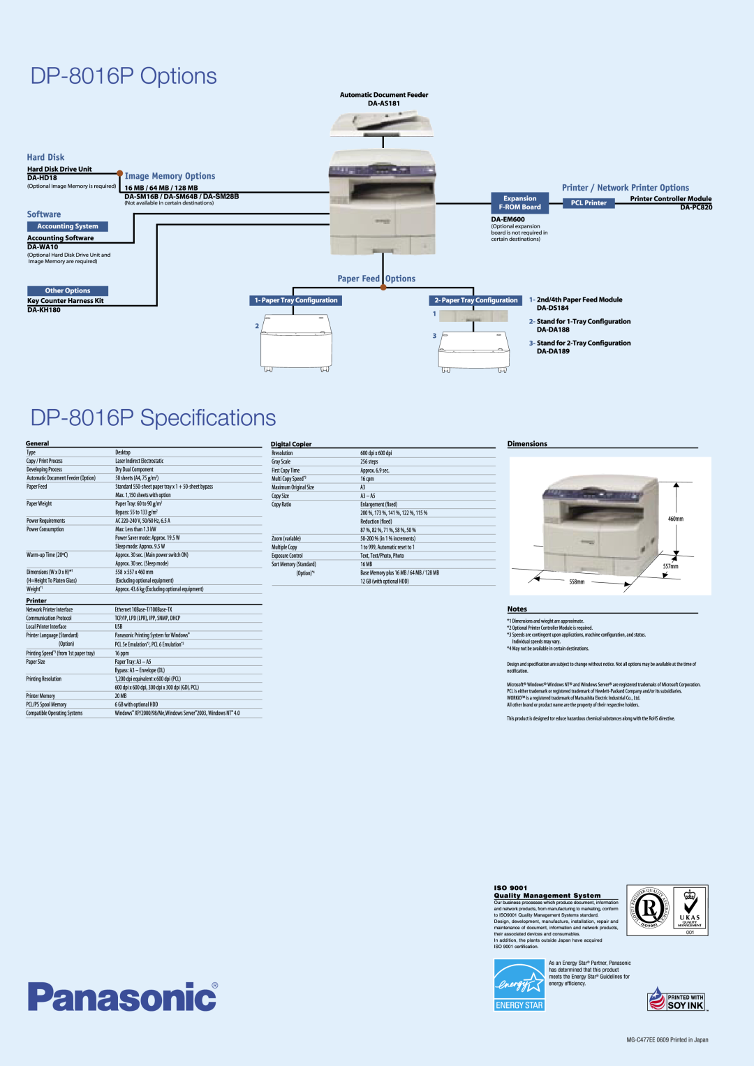 Panasonic DP-8016P manual 