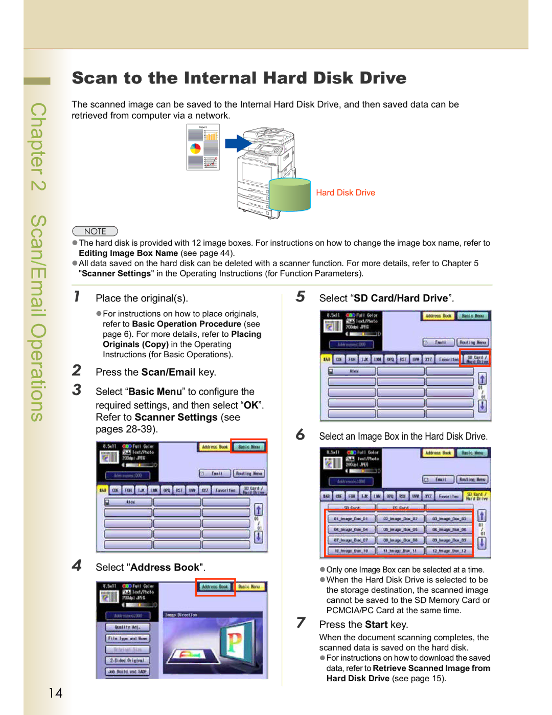 Panasonic DP-C322, DP-C262 operating instructions Scan to the Internal Hard Disk Drive 