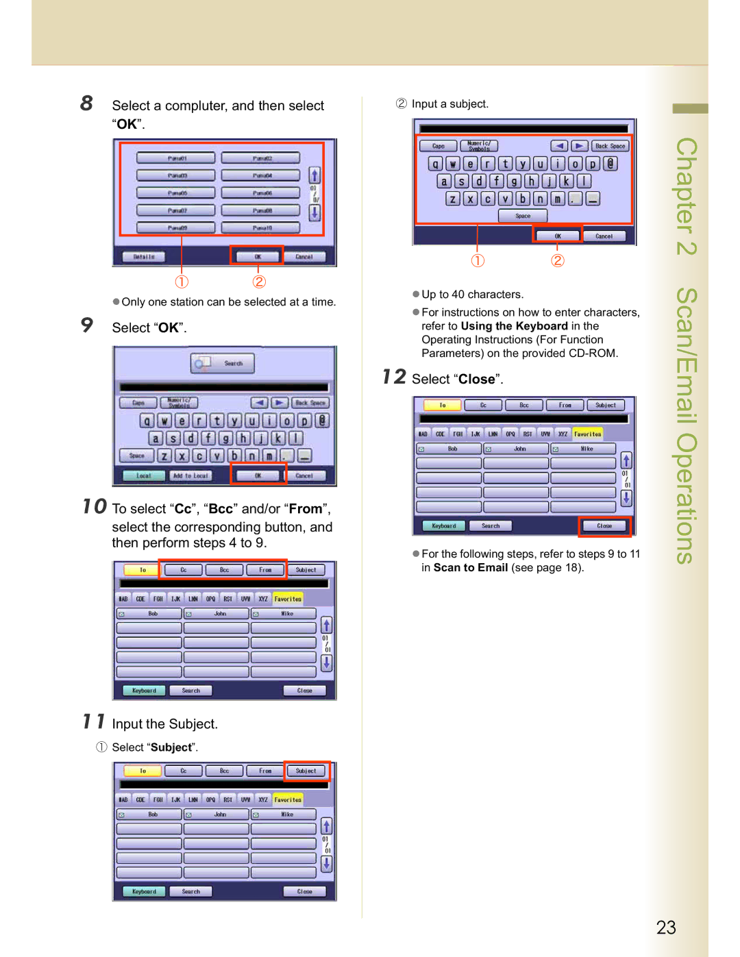 Panasonic DP-C262, DP-C322 operating instructions Chapter, Select a compluter, and then select OK 