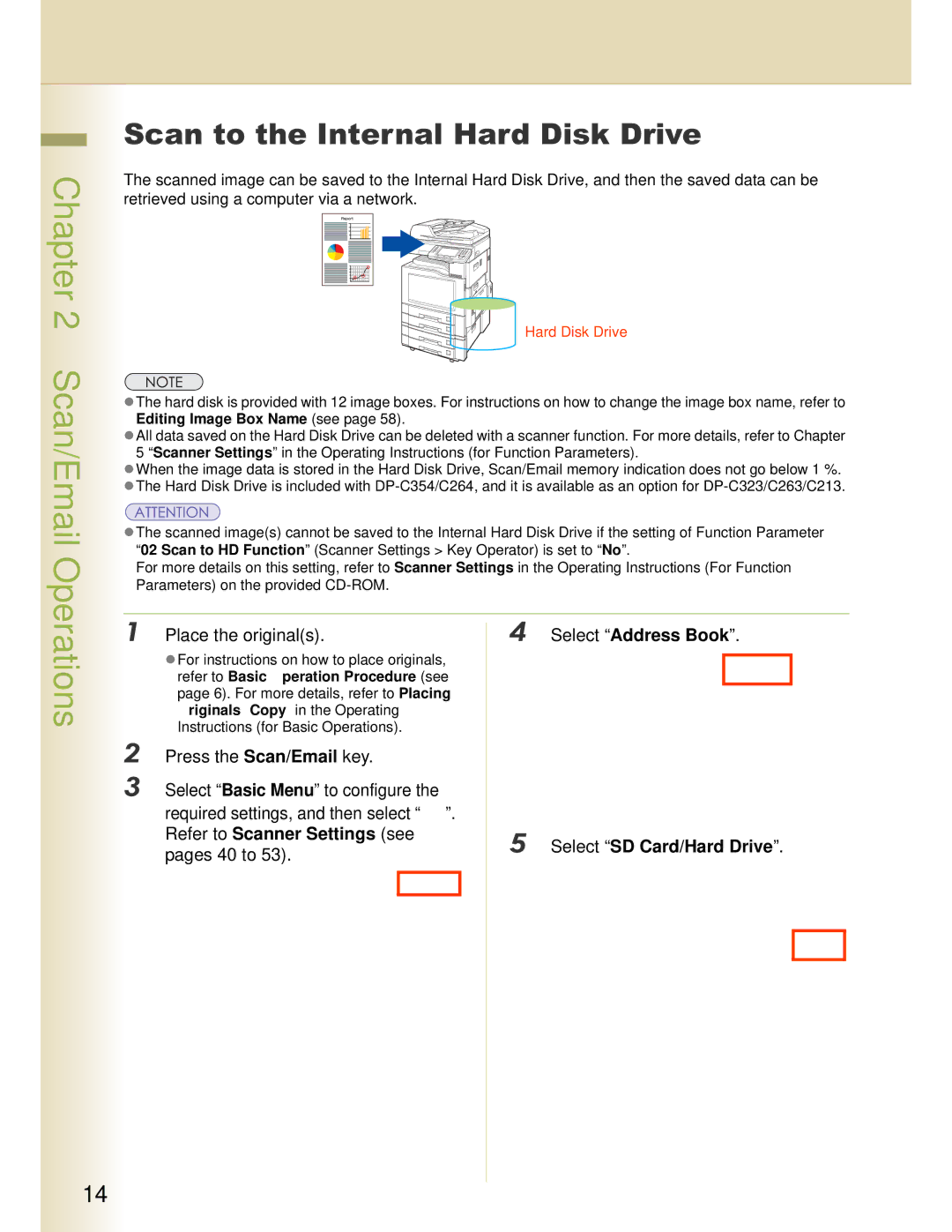 Panasonic DP-C213, DP-C354, DP-C264, DP-C263, DP-C323 manual Scan to the Internal Hard Disk Drive 