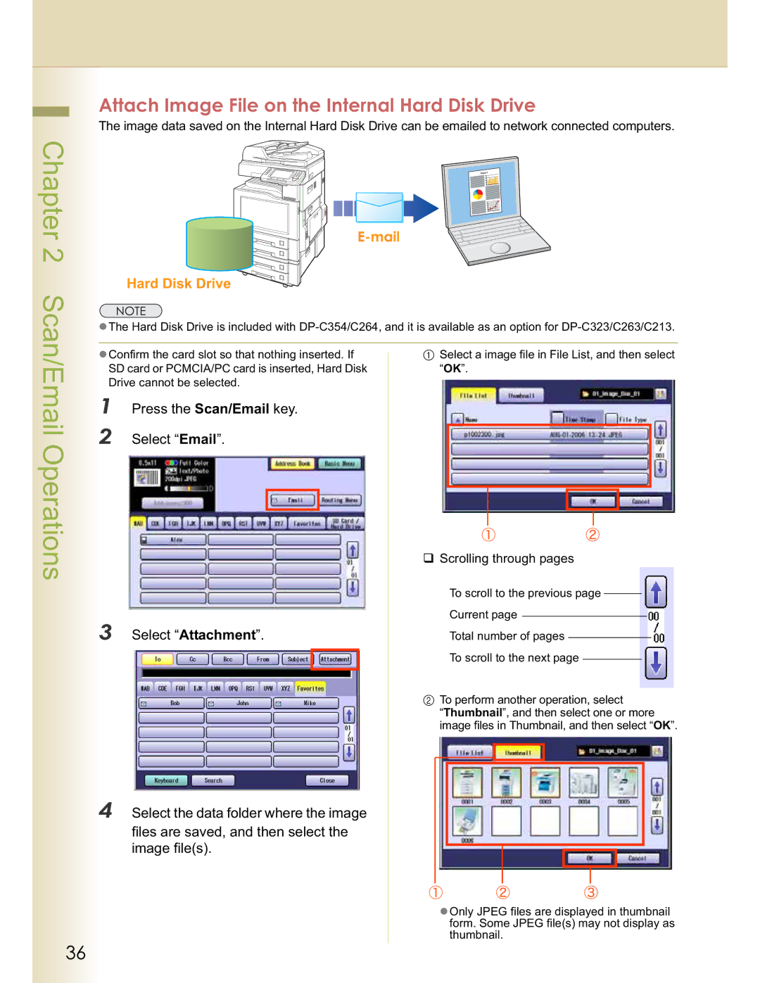 Panasonic DP-C264, DP-C354, DP-C263 manual Chapter Scan/Email Operations, Attach Image File on the Internal Hard Disk Drive 