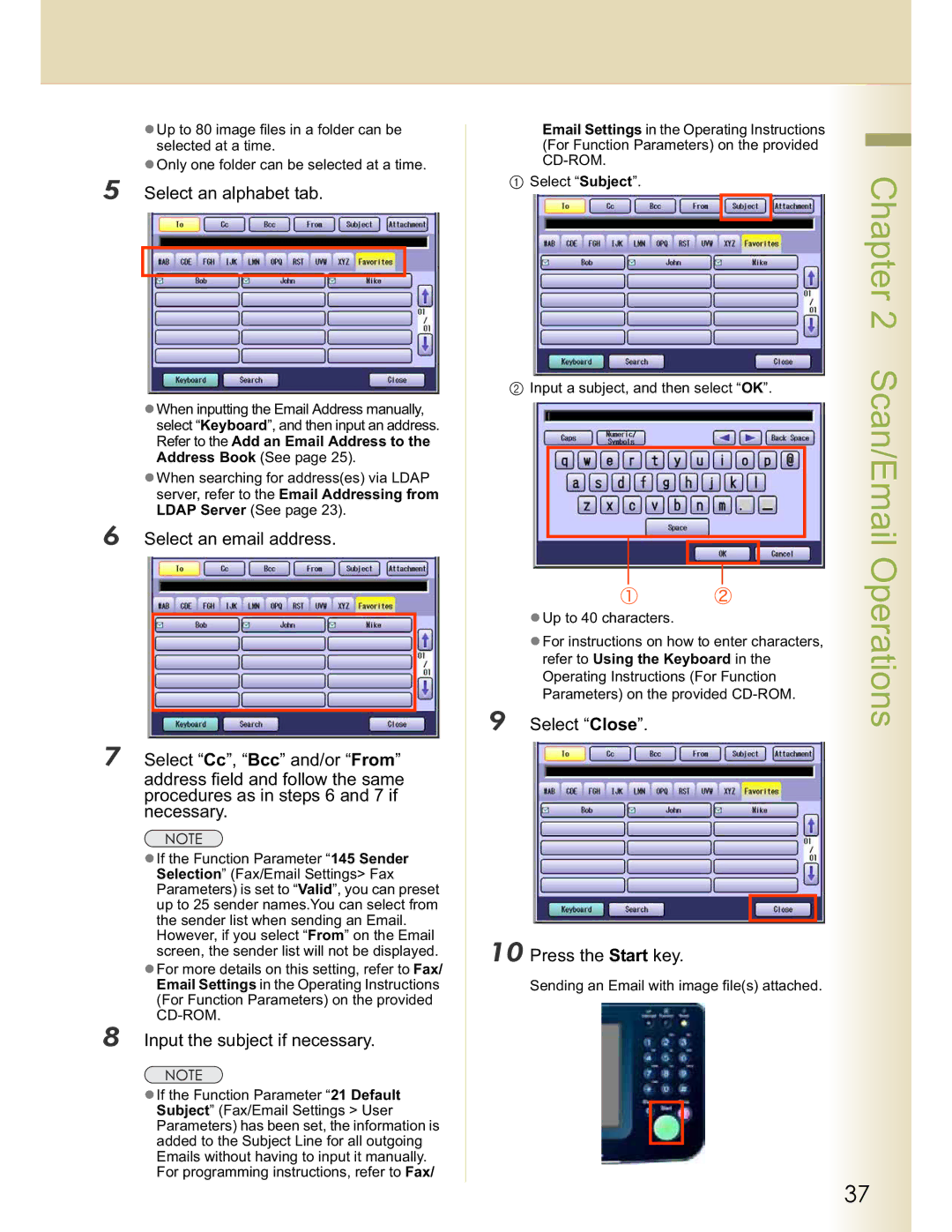 Panasonic DP-C263, DP-C354, DP-C264, DP-C323, DP-C213 manual Select an alphabet tab 