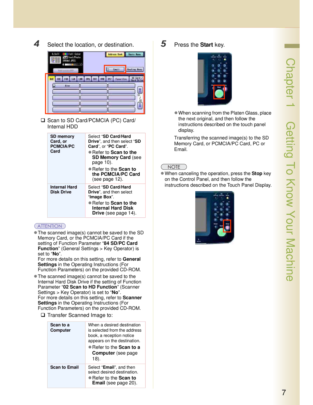 Panasonic DP-C263, DP-C354, DP-C264, DP-C323, DP-C213 manual Select the location, or destination, Press the Start key 