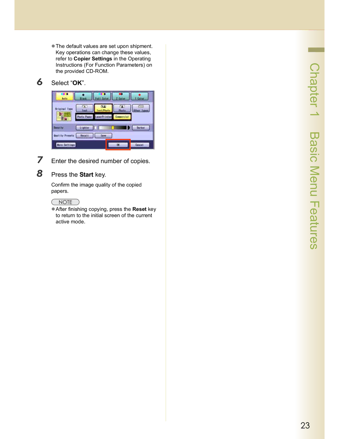 Panasonic C213, DP-C354, DP-C323, C263, C264 manual Basic Menu Features 