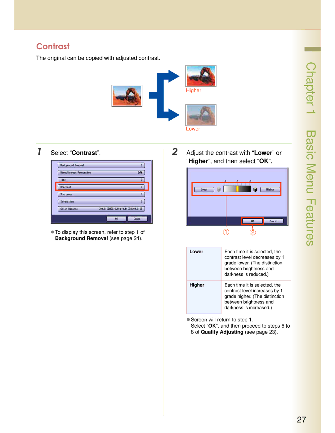 Panasonic C263, DP-C354, DP-C323, C213, C264 manual Contrast, Original can be copied with adjusted contrast 