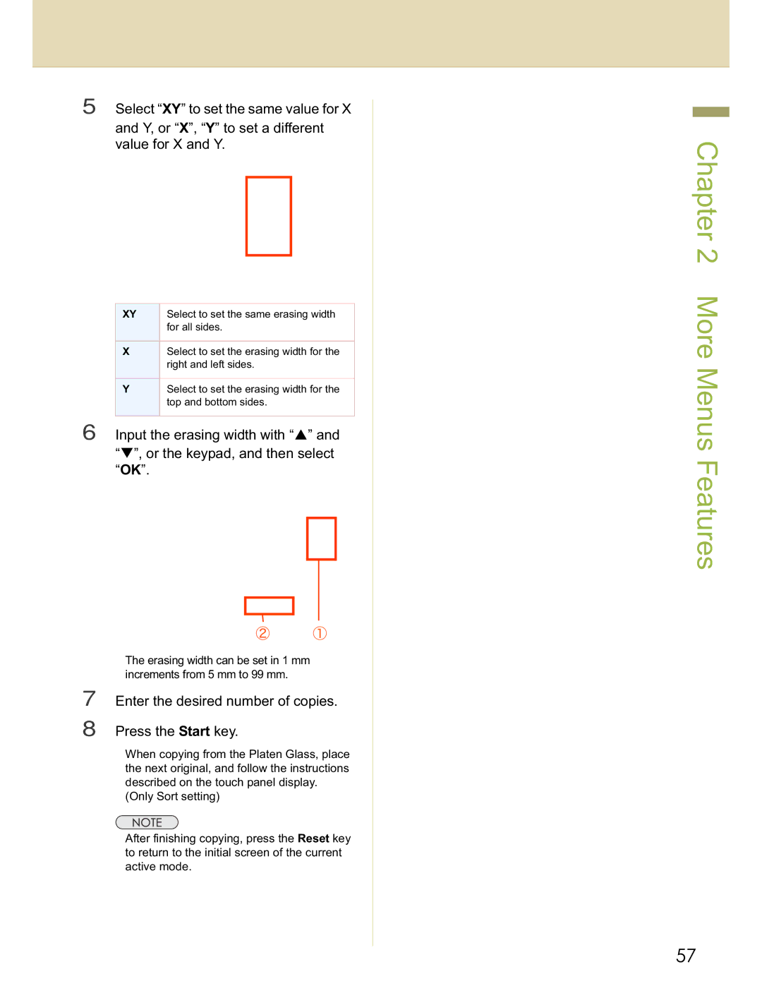 Panasonic C263, DP-C354, DP-C323, C213, C264 manual Select to set the same erasing width 