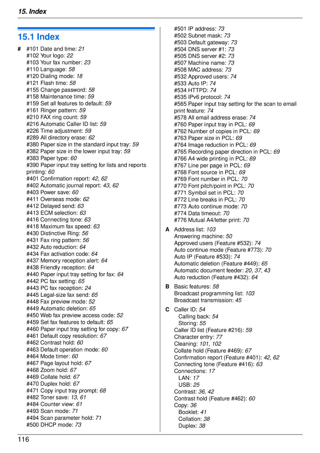 Panasonic DP-MB350 manual Index 