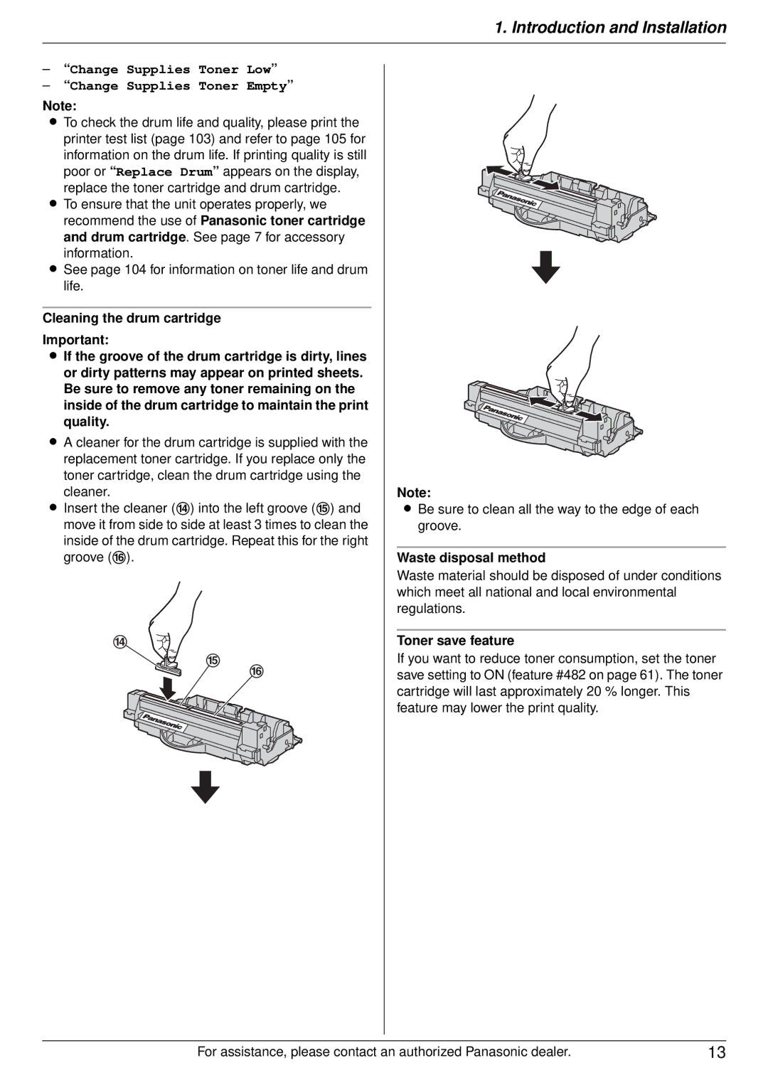 Panasonic DP-MB350 manual Waste disposal method, Toner save feature 