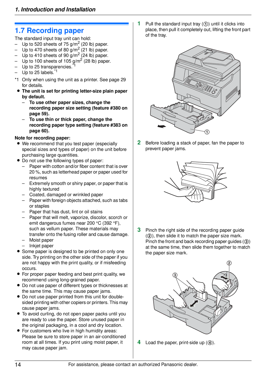 Panasonic DP-MB350 manual Recording paper, Moist paper Inkjet paper 