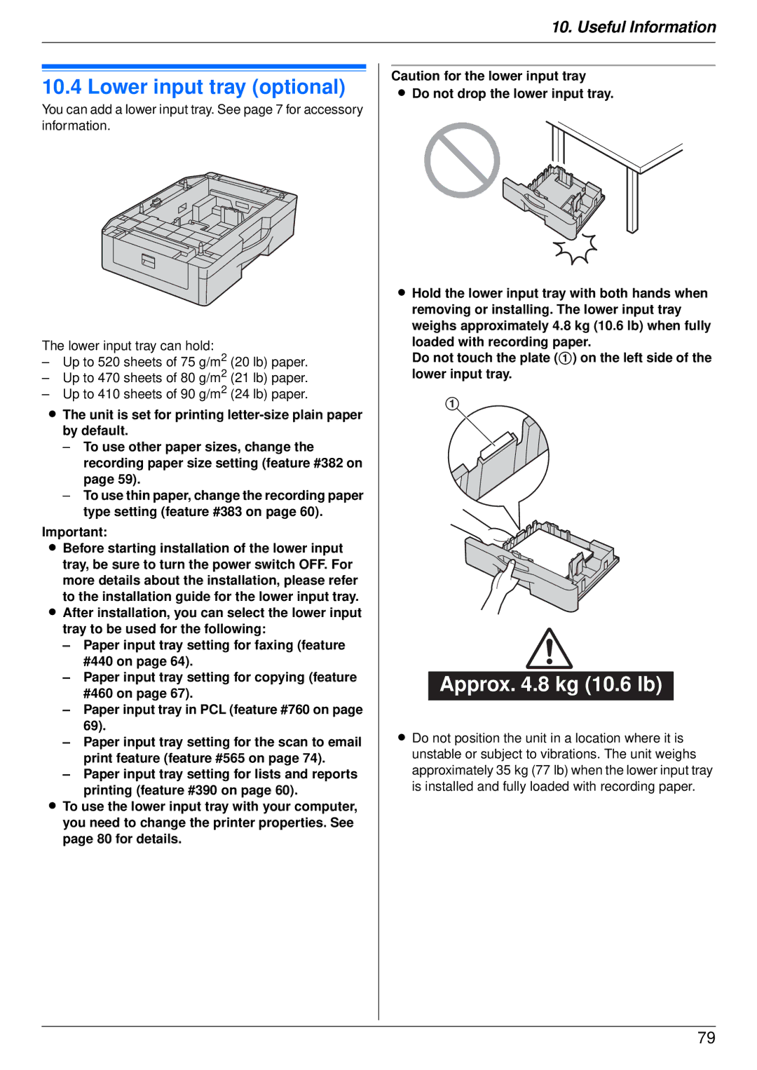 Panasonic DP-MB350 manual Lower input tray optional 