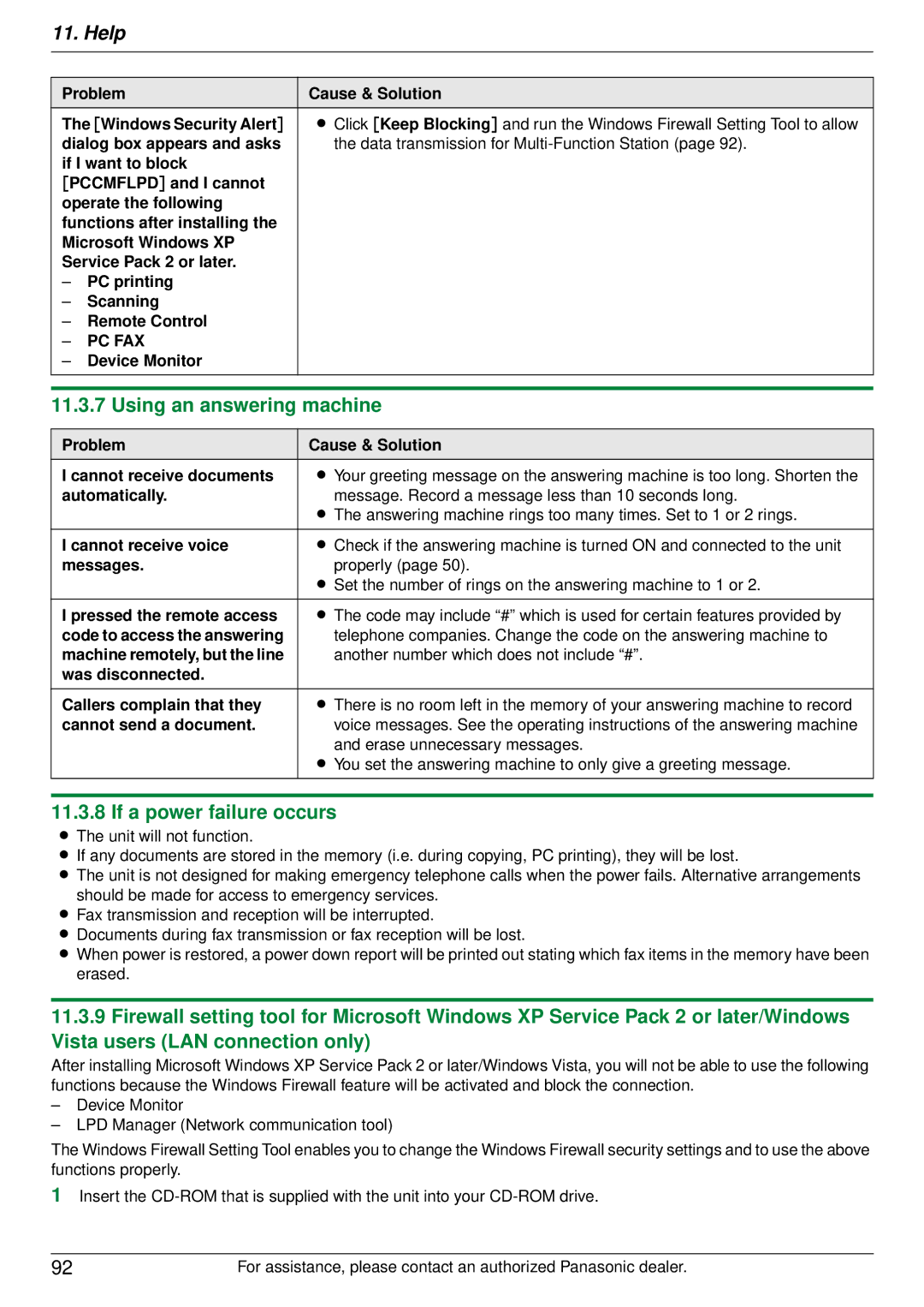 Panasonic DP-MB350 manual Using an answering machine, If a power failure occurs 