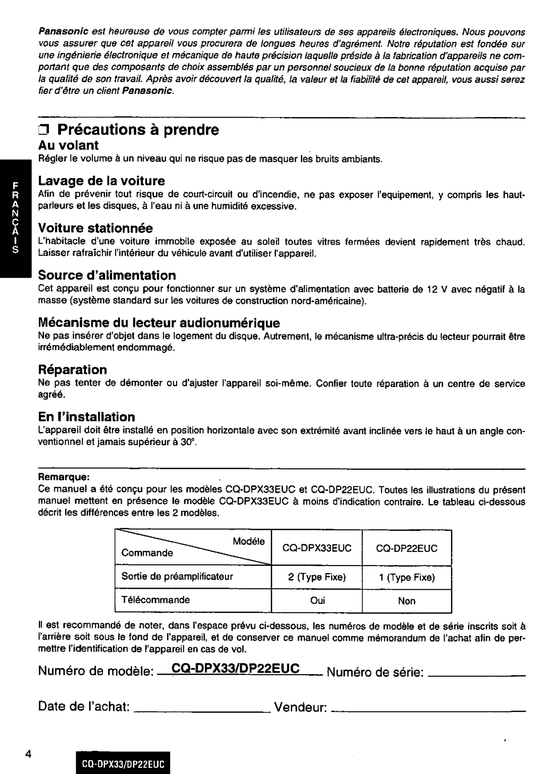 Panasonic DP22EUC manual 