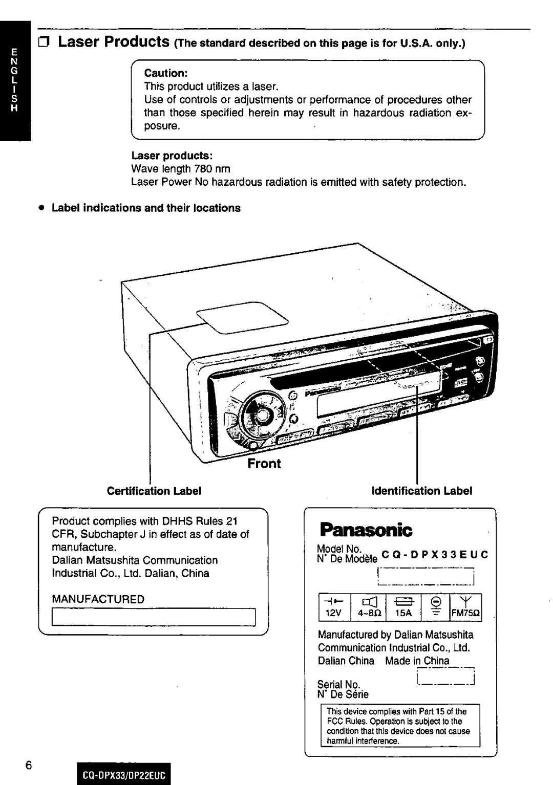 Panasonic DP22EUC manual 