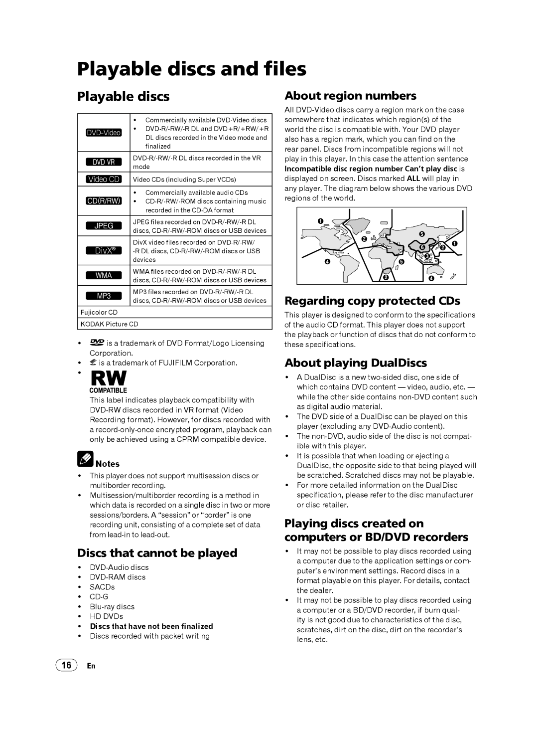 Panasonic DV-220KV-K, DV-120K-K manual Playable discs and files 