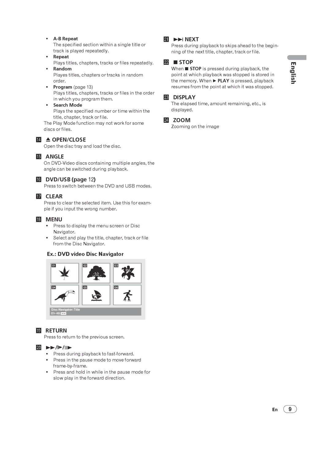 Panasonic DV-120K-K, DV-220KV-K manual Dvd/Usb, Ex. DVD video Disc Navigator 