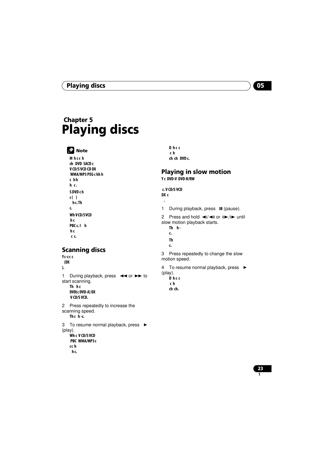 Panasonic DV-686A-s manual Playing discs Chapter, Scanning discs, Playing in slow motion 