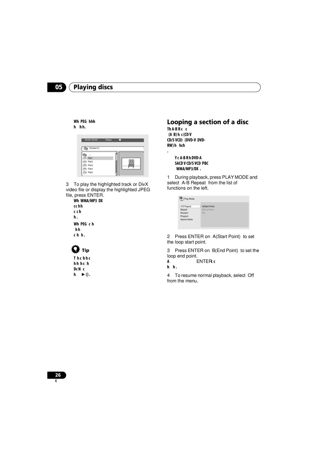 Panasonic DV-686A-s manual Looping a section of a disc, To resume normal playback, select ‘Off’ from the menu 