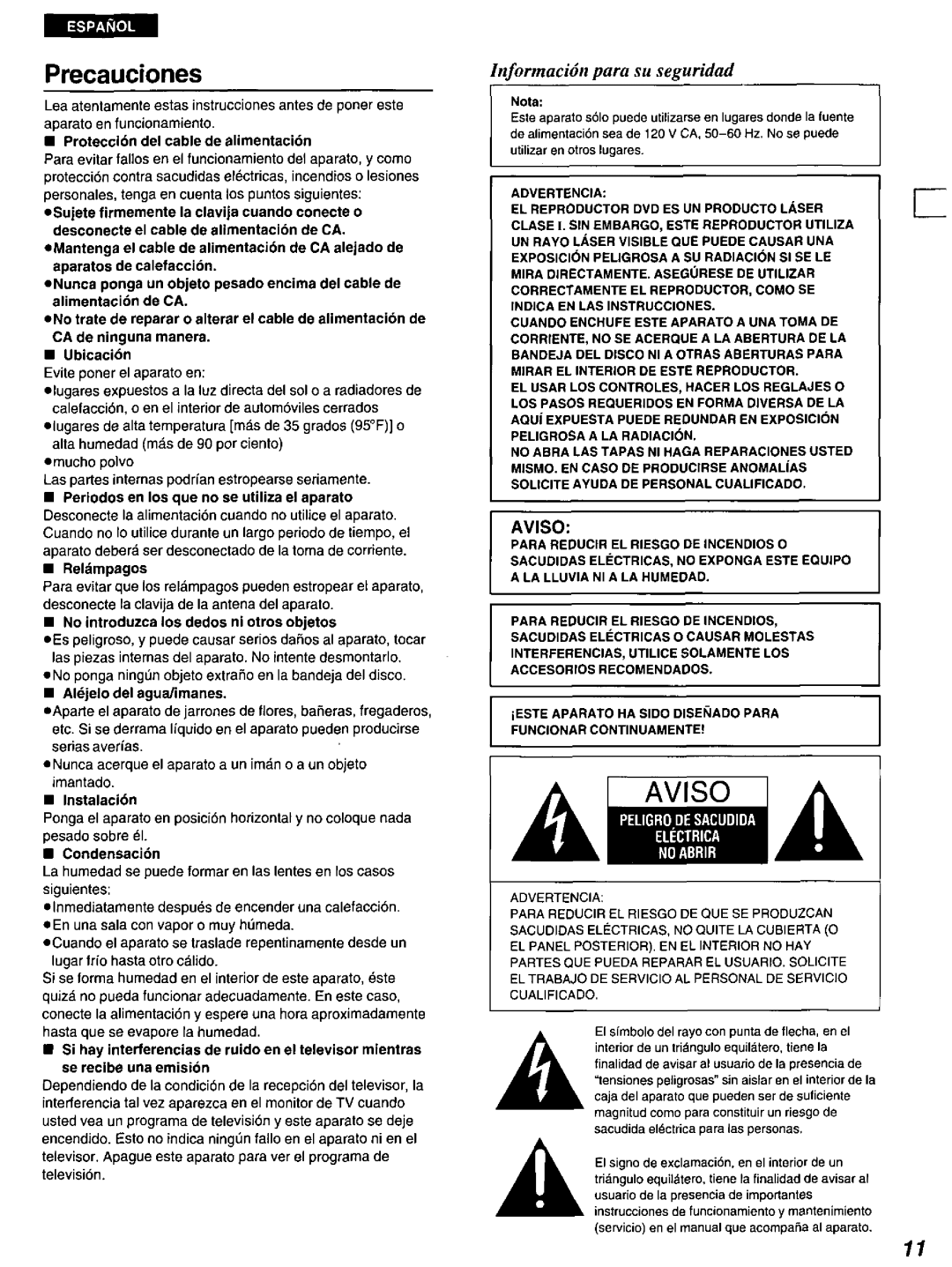 Panasonic DVD-A100 u CA manual 