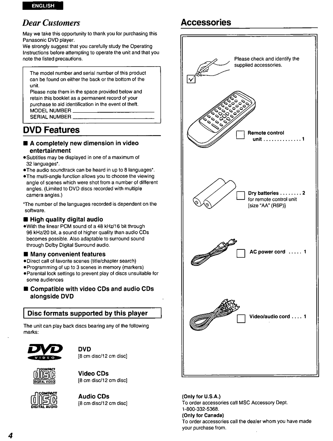 Panasonic DVD-A100 u CA manual 