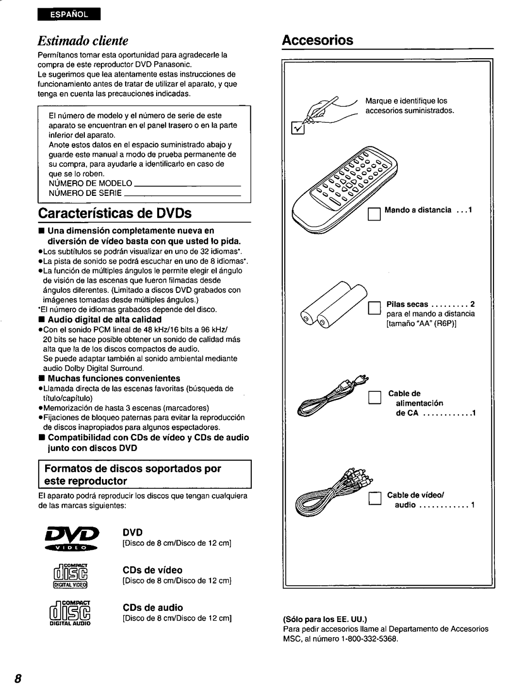 Panasonic DVD-A100 u CA manual 