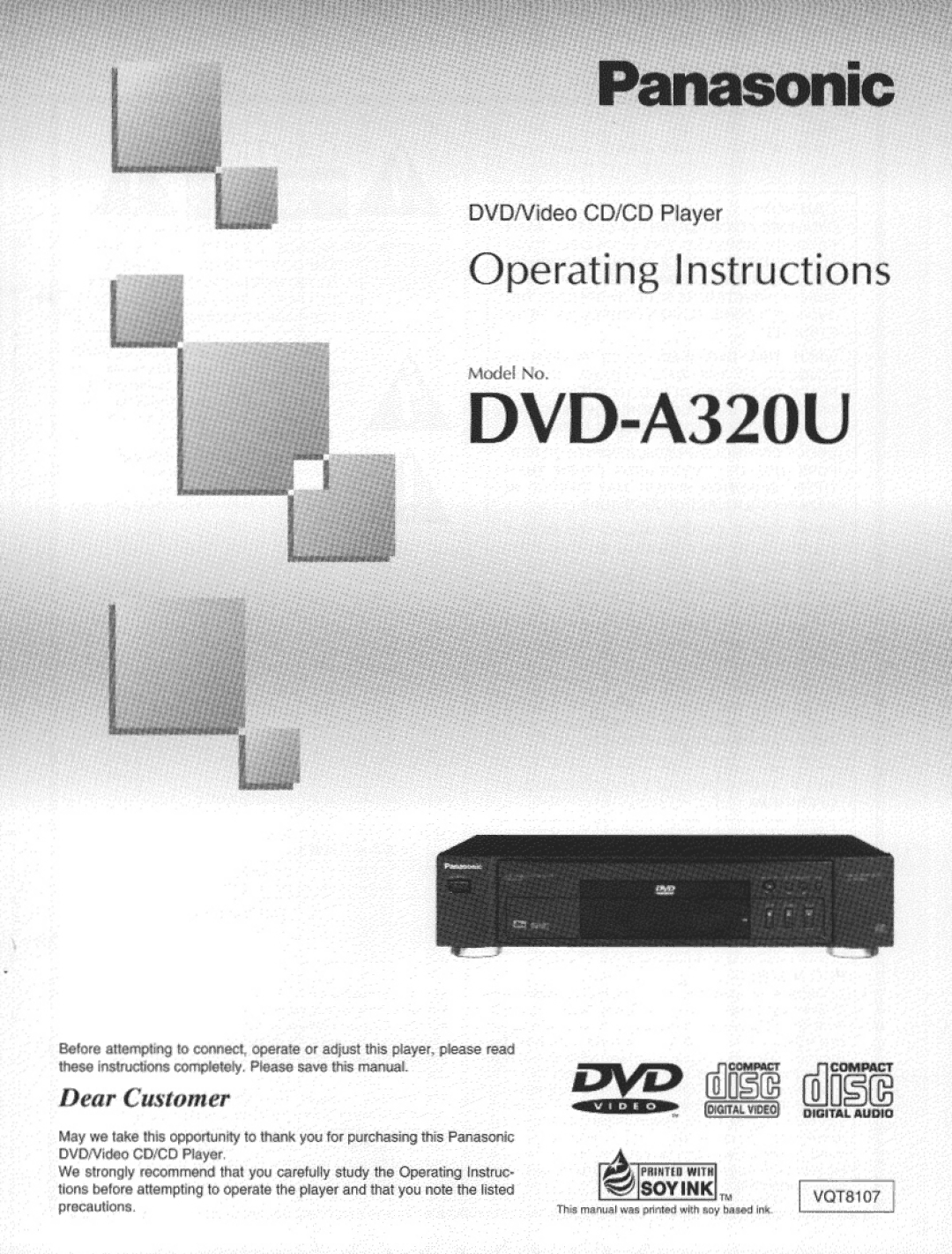 Panasonic DVD-A320U manual 