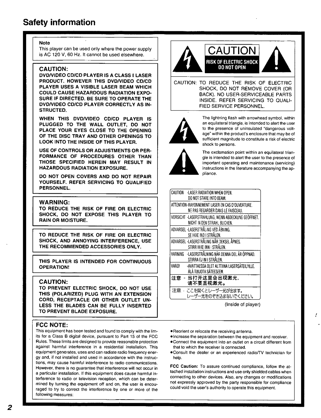 Panasonic DVD-A320U manual 