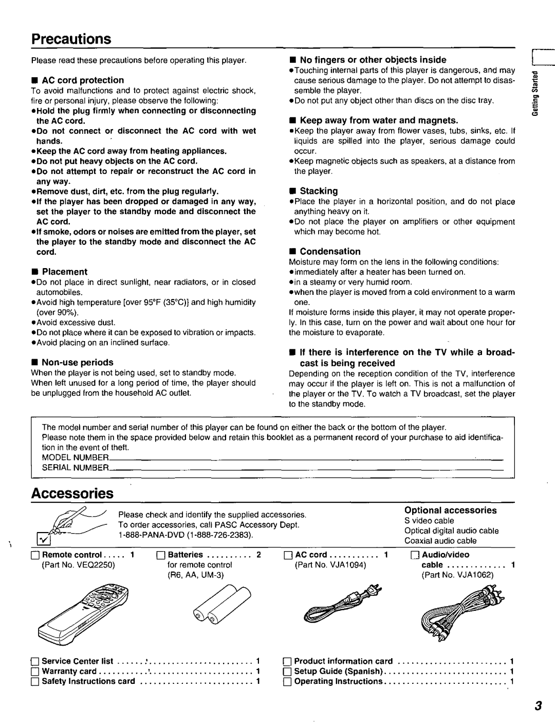 Panasonic DVD-A320U manual 