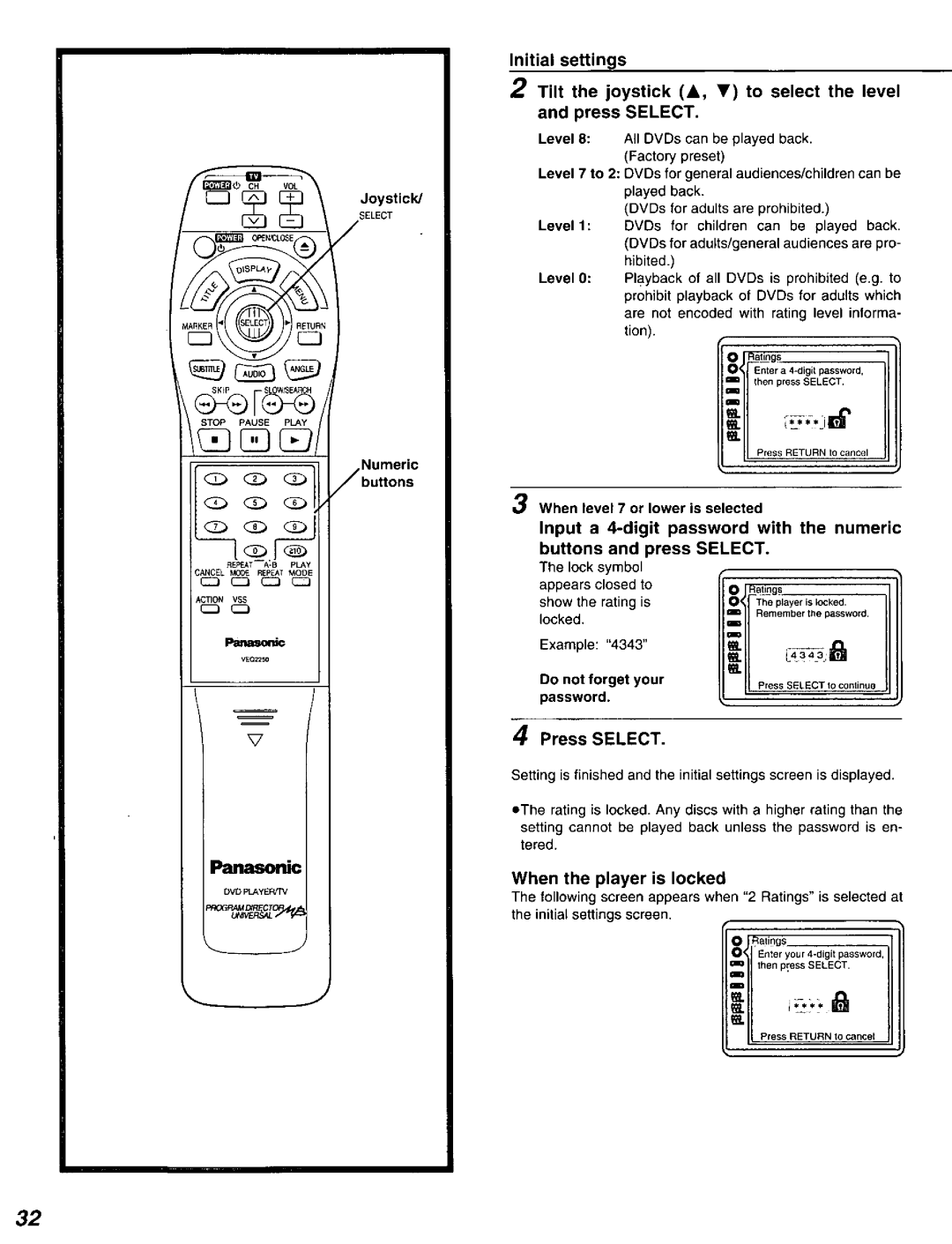 Panasonic DVD-A320U manual 