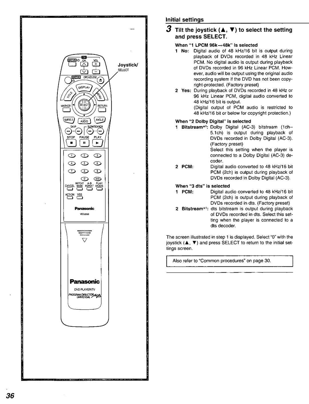 Panasonic DVD-A320U manual 