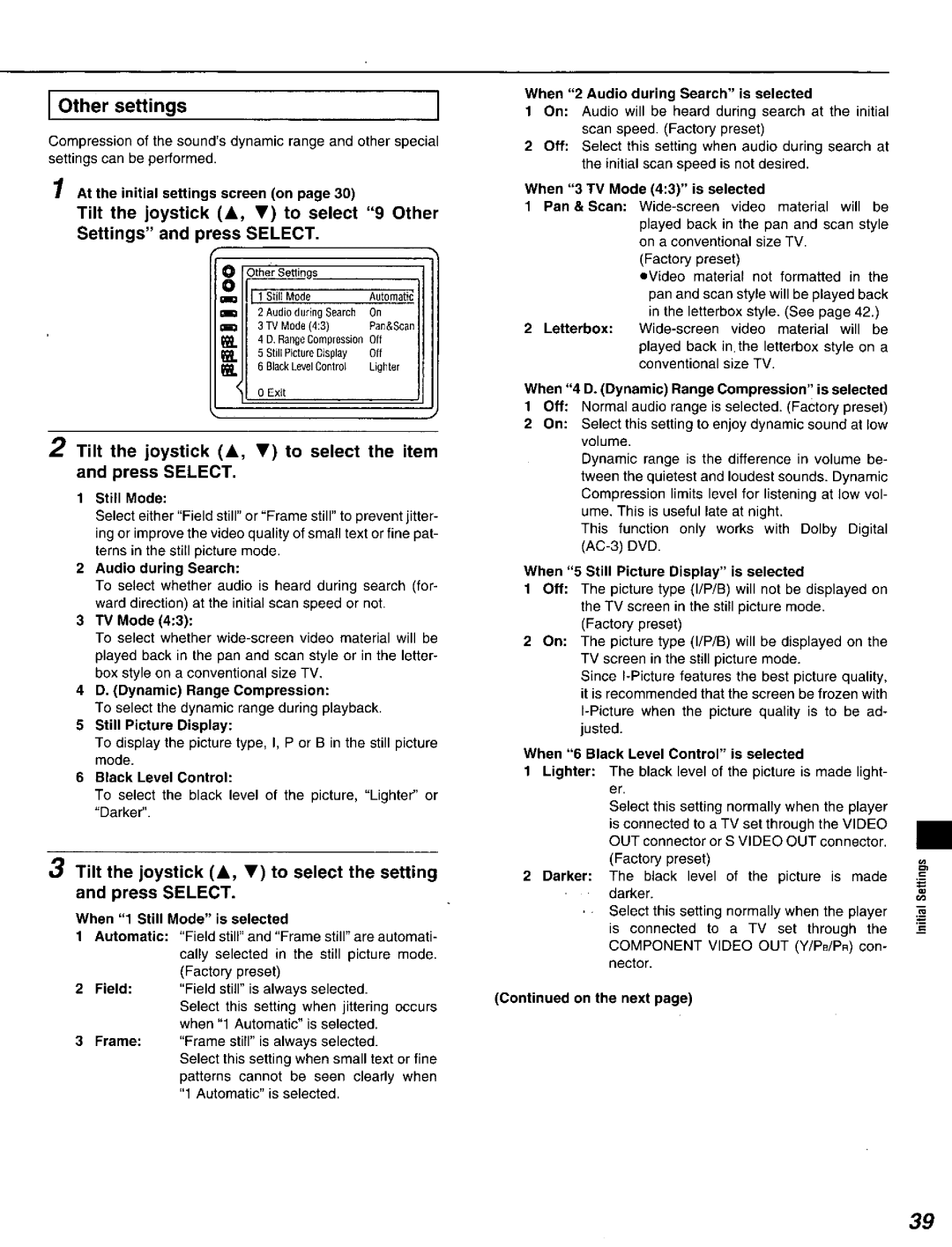 Panasonic DVD-A320U manual 