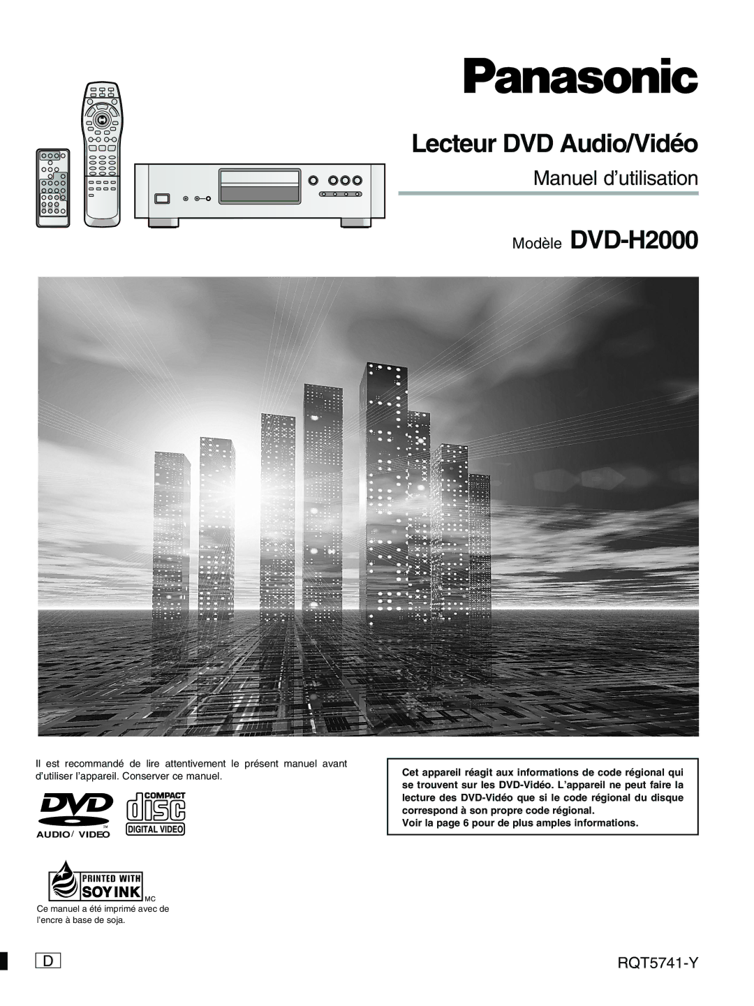 Panasonic DVD-H2000 warranty Lecteur DVD Audio/Vidéo 