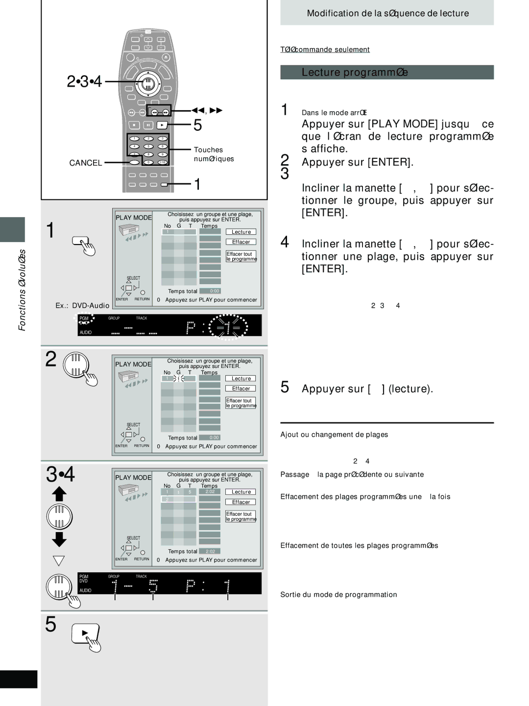 Panasonic DVD-H2000 warranty Lecture programmée 