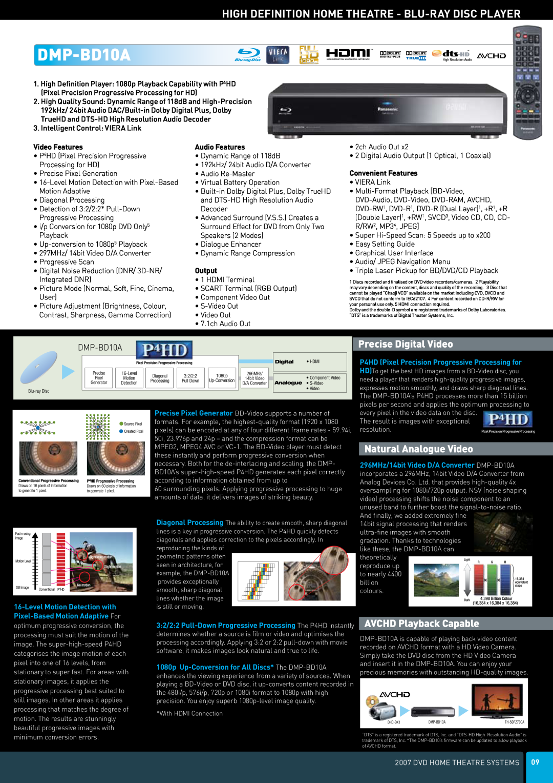 Panasonic DVD Home Theatre System DMP-BD10A, High Definition Home Theatre - Blu-Ray Disc Player, Precise Digital Video 