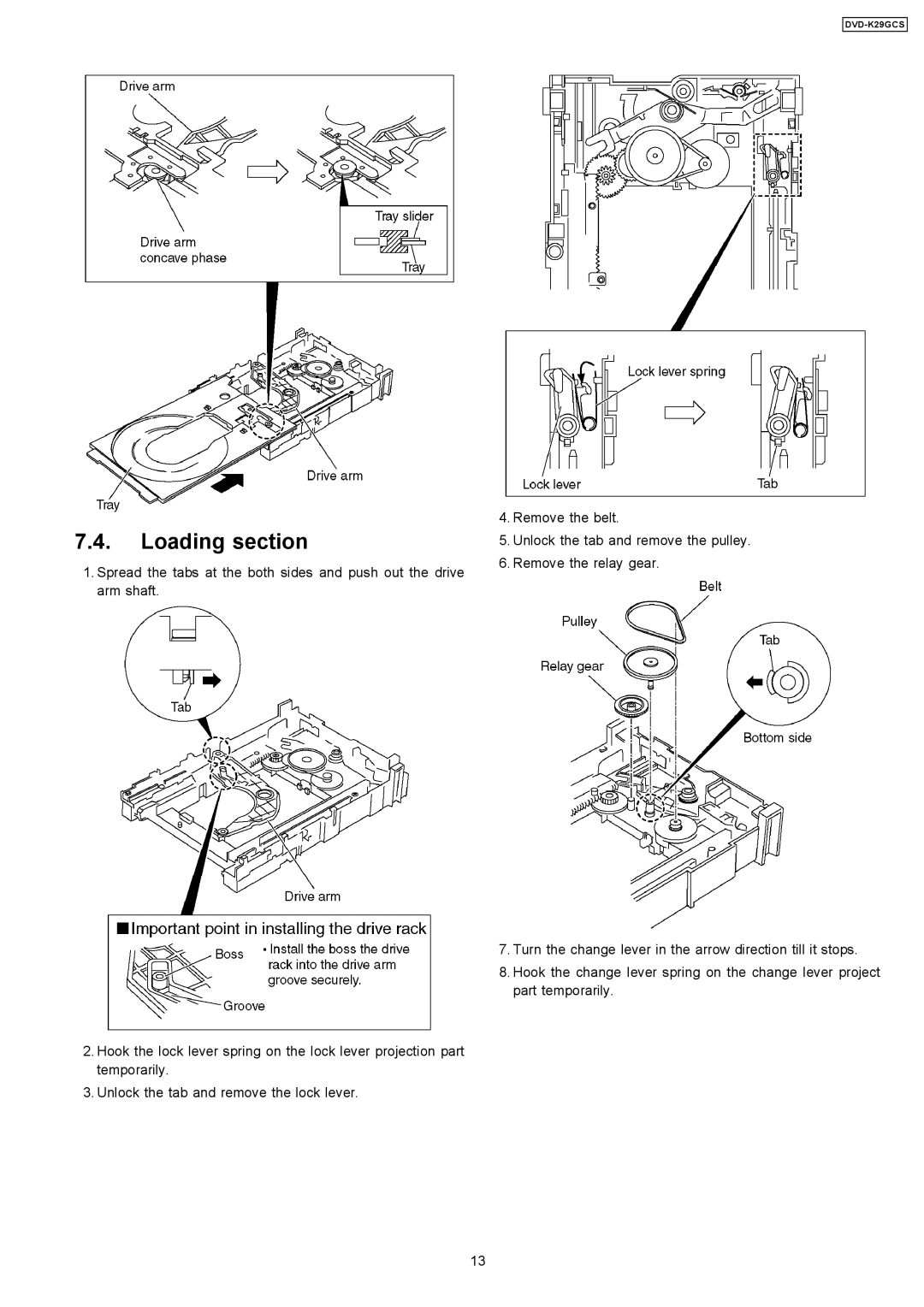 Panasonic DVD-K29GCS specifications Loading section 