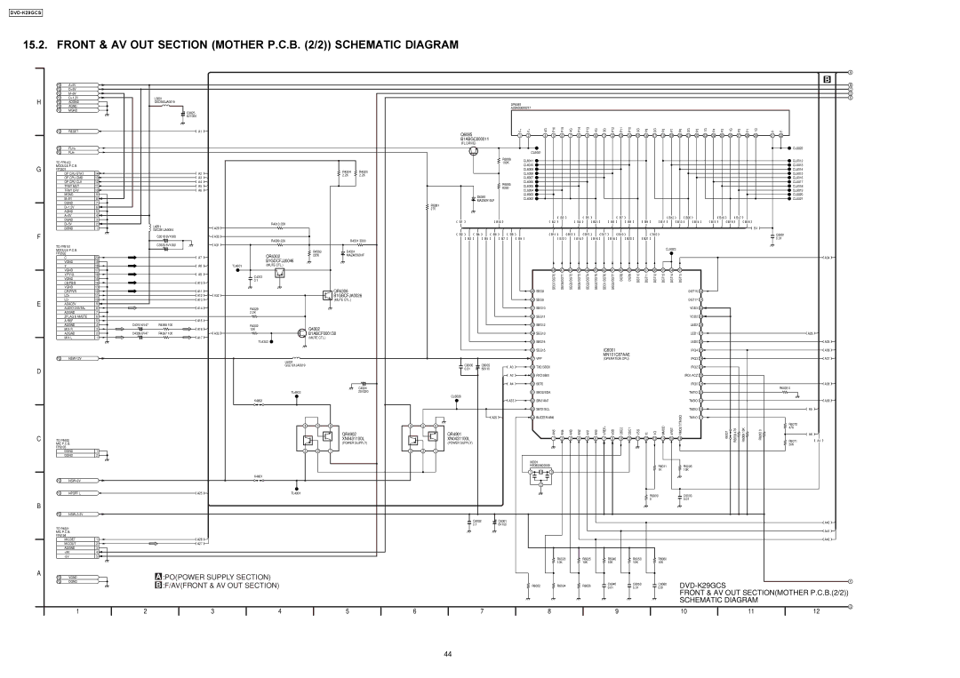 Panasonic DVD-K29GCS specifications Front & AV OUT Section Mother P.C.B /2 Schematic Diagram 