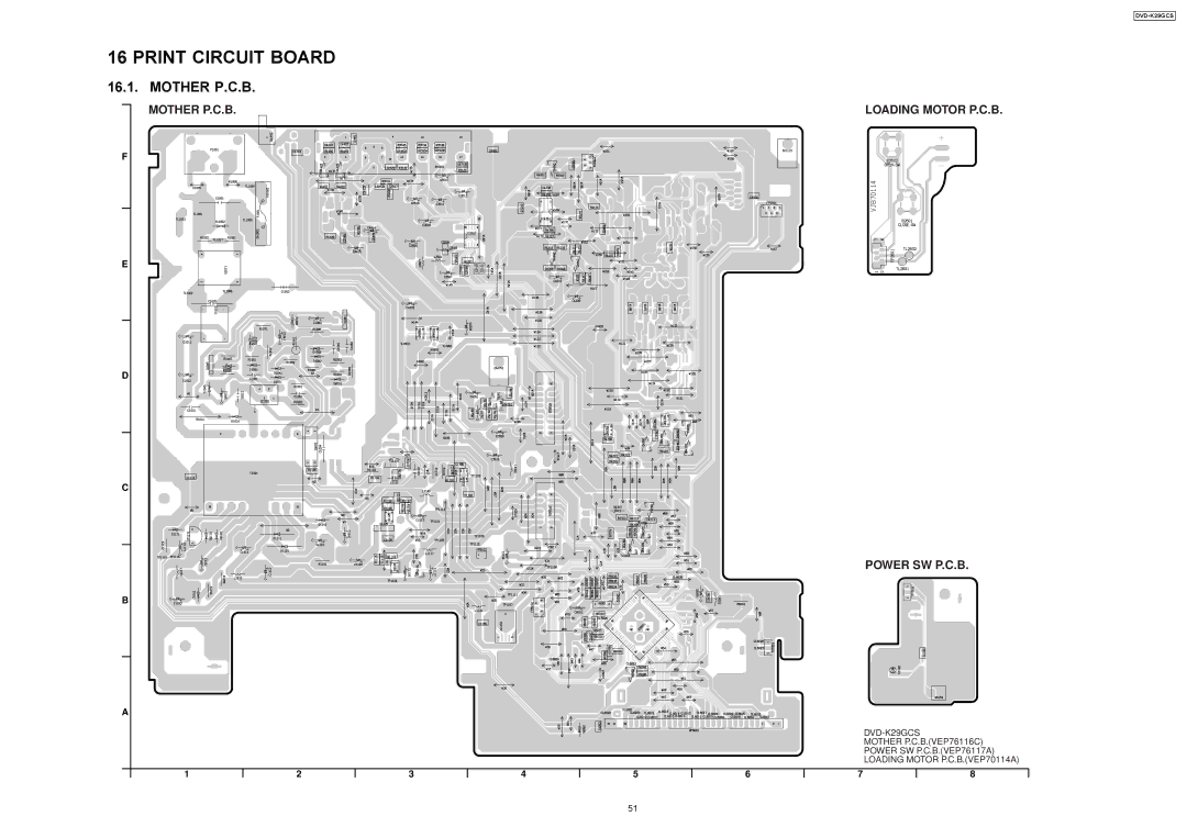 Panasonic DVD-K29GCS specifications Print Circuit Board, Mother P.C.B 