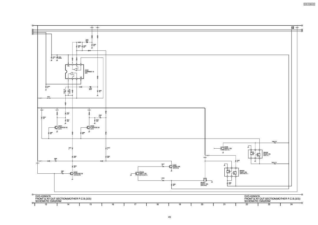 Panasonic DVD-K29GCS specifications FRONT & AV OUT SECTIONMOTHER P.C.B.2/2, Schematic Diagram 