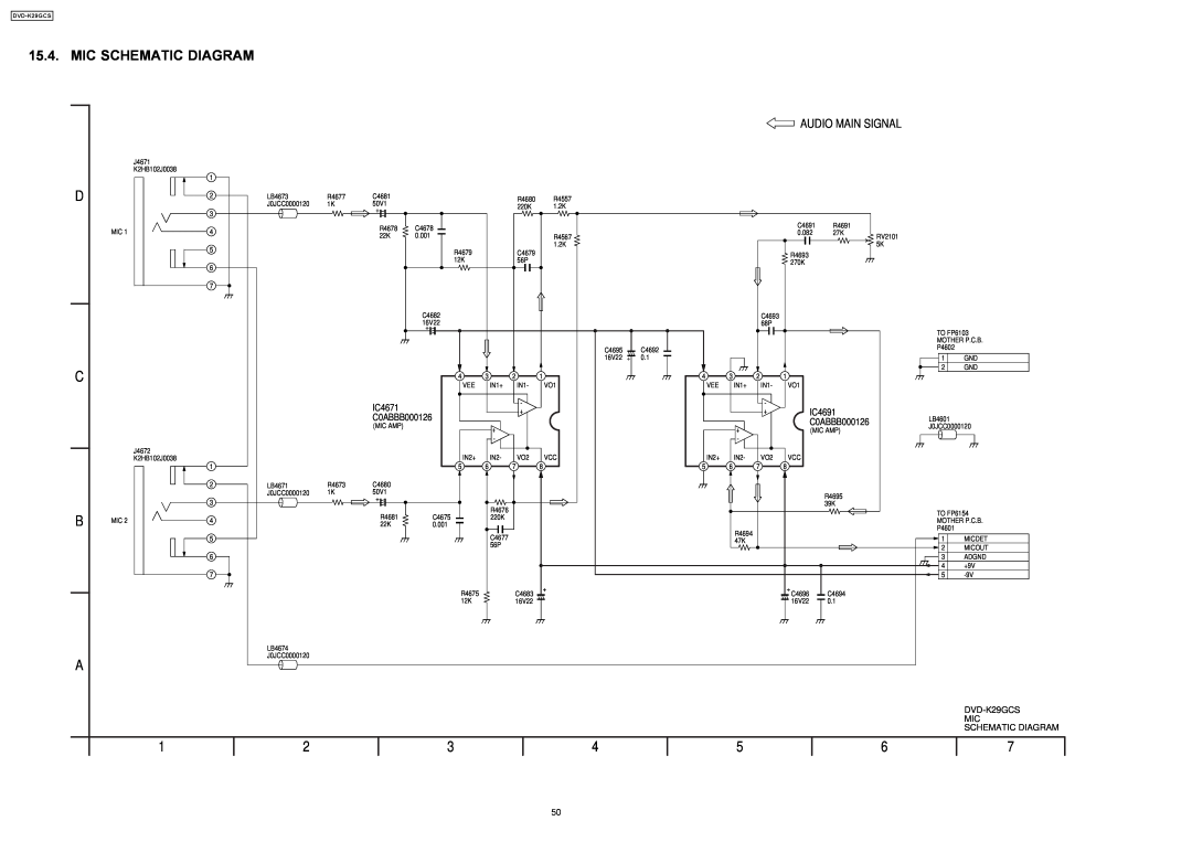 Panasonic DVD-K29GCS specifications Mic Schematic Diagram 
