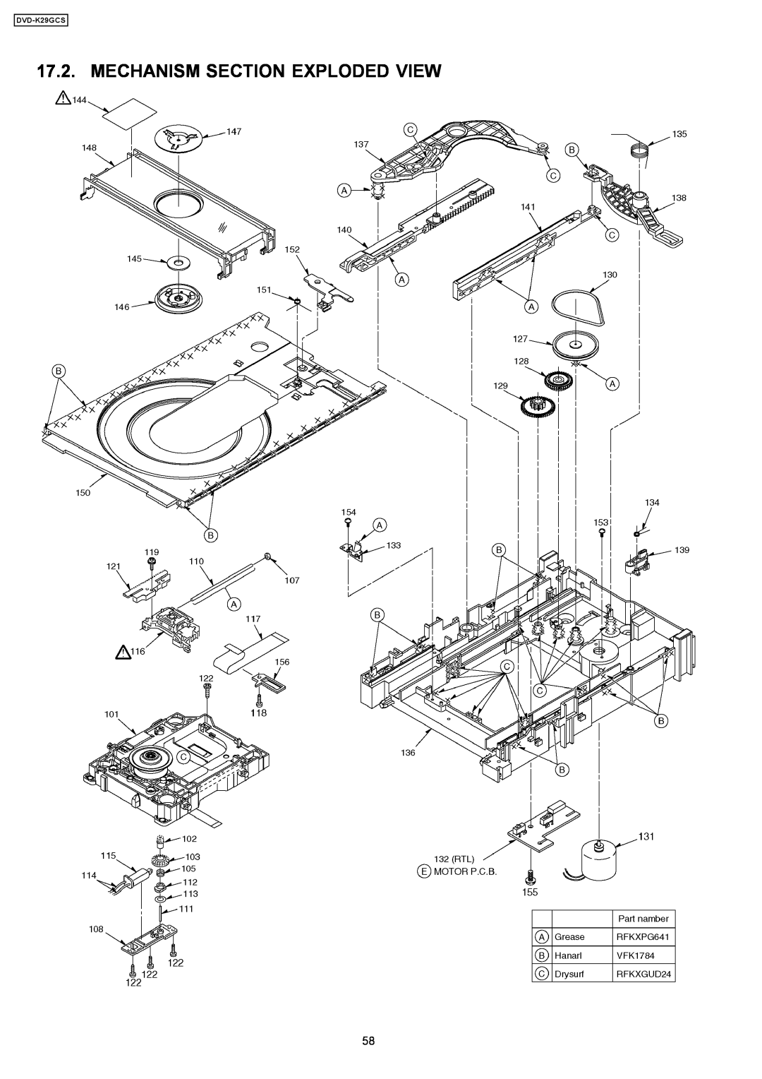 Panasonic DVD-K29GCS specifications Mechanism Section Exploded View 