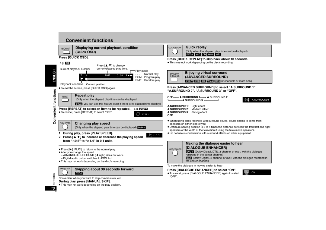 Panasonic DVD-K33 operating instructions Convenient functions 