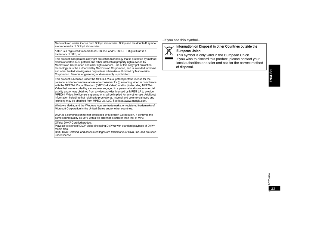 Panasonic DVD-K33 operating instructions If you see this symbol 