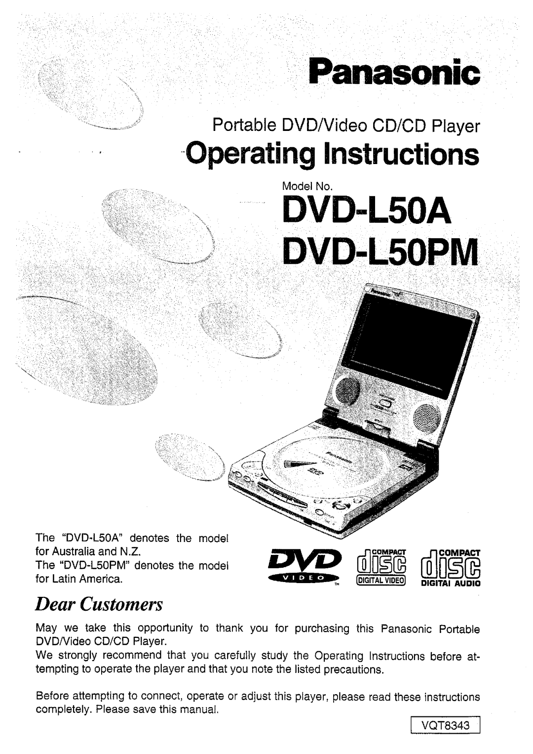 Panasonic DVD-L50A, DVD-L50PM manual 