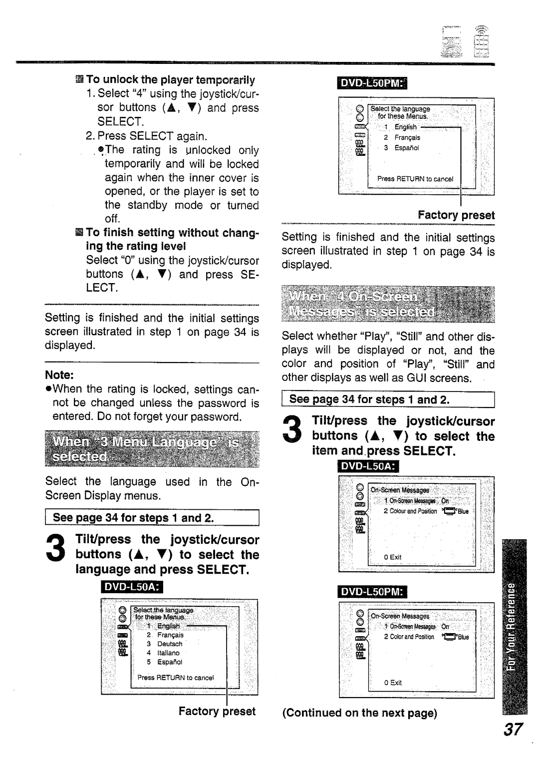 Panasonic DVD-L50A, DVD-L50PM manual 